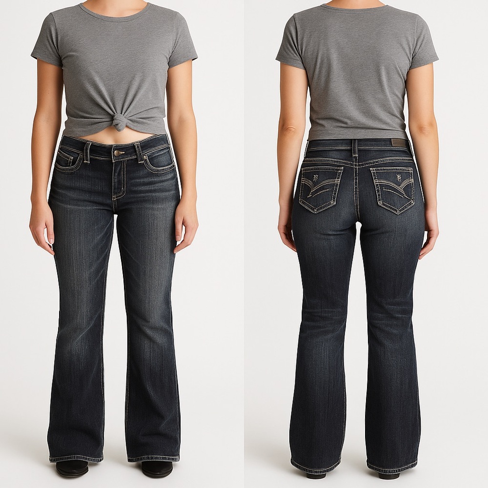 SILVER FRANCIS LOW RISE BOOTCUT BLACK FADED WASH JEANS Size 29x28 NWOT